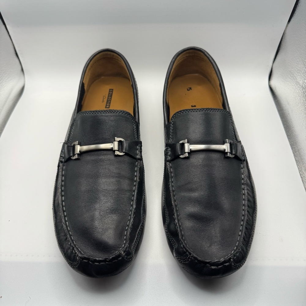 Clark’s Men's Black Leather Loafers Slip-On Dress Loafers Black Size 11.5